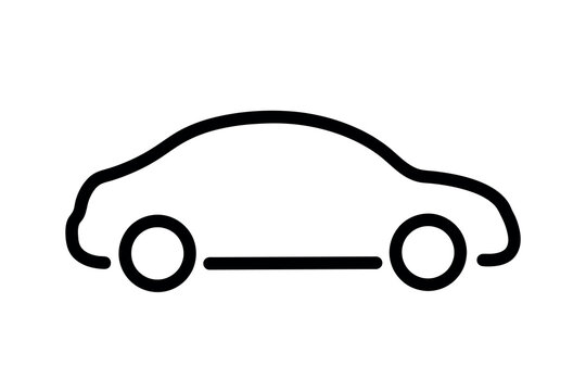 car black line vector icon, side view simple minimalistic style vehicle symbol