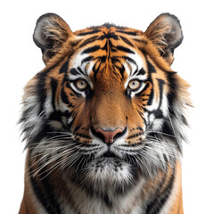tiger face shot isolated on white background cutout