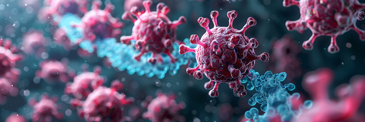 Macro close-up shot of bacteria and virus cells,
Virus view with microscopic