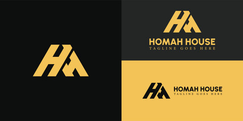 Abstract initial letter H or HH logo in gold color isolated in multiple backgrounds applied for real estate development firm logo also suitable for the brands or companies have initial name H or HH. - obrazy, fototapety, plakaty