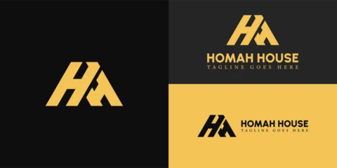 Fotobehang Abstract initial letter H or HH logo in gold color isolated in multiple backgrounds applied for real estate development firm logo also suitable for the brands or companies have initial name H or HH. © Miftakhul