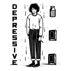 depressive anti social sadness depression tshirt design vector banner	