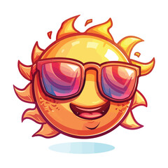 Vector illustration of cool cartoon happy summer sun