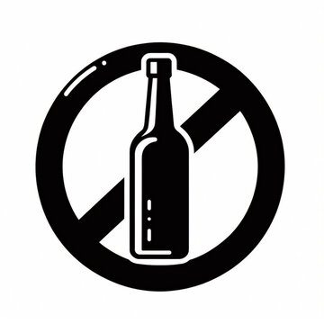 recommend clip art: Ningún icono de línea delgada vectorial relacionado con el signo de alcohol. Botella de vino y copa en señal de prohibición. Aislado sobre fondo blanco. Trazo editable. Ilustración vectorial.