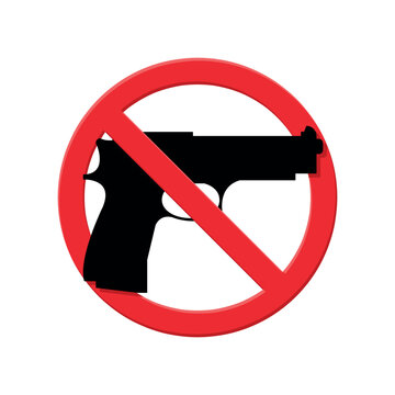 no weapon sign, forbidden circle, black gun icon with red crossed out circle vector image, restricted area