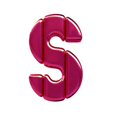Symbol made of pink vertical blocks. letter s