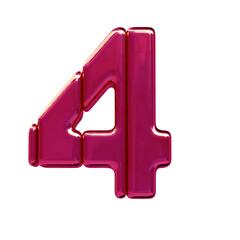 Symbol made of pink vertical blocks. number 4