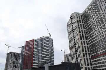 Naklejka premium new tall buildings under construction in Kyiv Ukraine