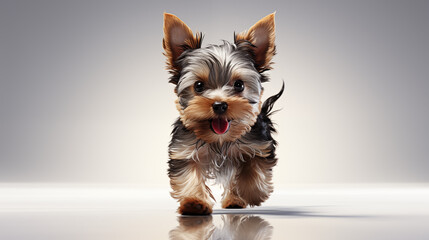 photograph Yorkshire terrier dog on white background