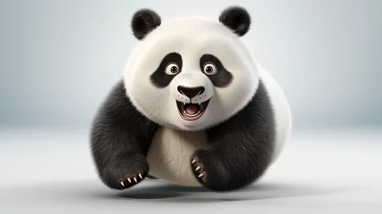 Raamstickers 3d cartoon panda on white background © Surasri