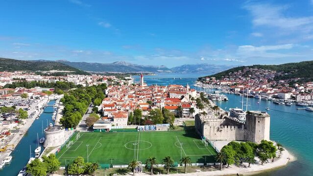 Trogir, Croatia Skyline Aerial near Split, Croatia