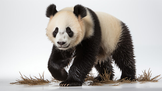 photograph old male panda isolated in white background