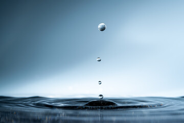 Close-up of a water drop and splash background, small impact causes big changes. Ripple, macro wave...