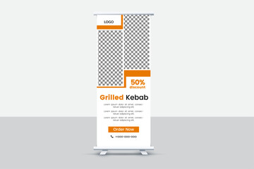 Creative and attractive roll up banner template, vector design.