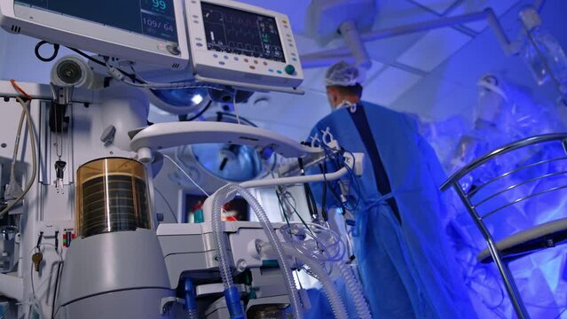 Surgery modern equipment. New technologies operating process.