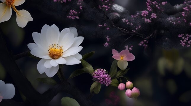 Beautiful flower depicted in a painting with a spring theme.