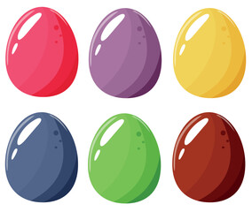 set of simple design of Easter chicken eggs painted in various colors, elements for posters, banners or various design