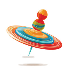 Fototapeta na wymiar Vintage toy top spinning in motion isolated on white