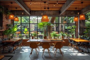 Naklejka premium Sleek Coworking Environments for Flexible Remote Work