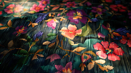 Close Up of Colorful Flowered Fabric