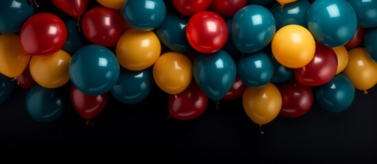 multi colored balloons in blue with a red