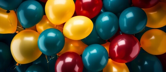 Obraz premium multi colored balloons in blue with a red