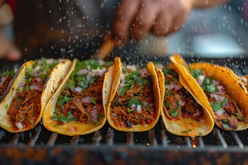 taquero cocinando tacos en las calles de México