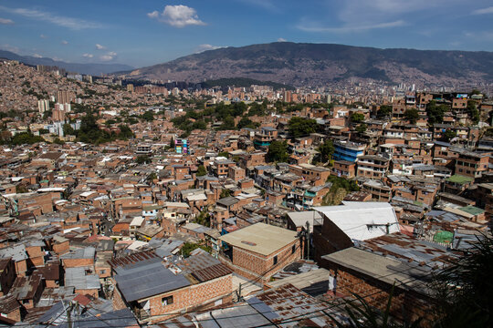 View over the city of Medellin from one of the viewpoints at the famous Comuna 13