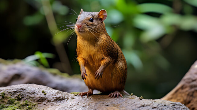 Intriguing Nature: Central American Agouti Rodent in its Natural Habitat