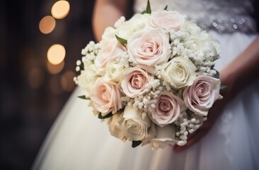 wedding bouquet of bride and groom at the wedding ceremony - 749024516