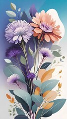 bouquet of flowers, watercolor background with flowers