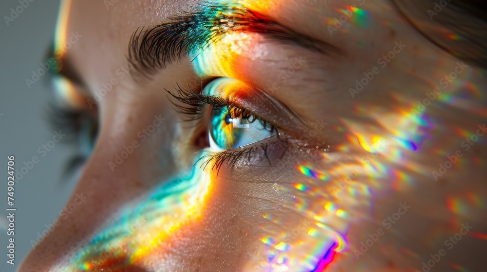 Aufkleber Abstract soft brown background with rainbow gradient light flares on the edge for artistic conceptual use
