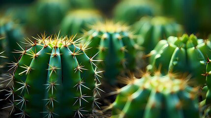 Close-up of cactus plant surface with sharp needles