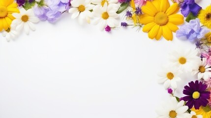 summer flowers background with copy space