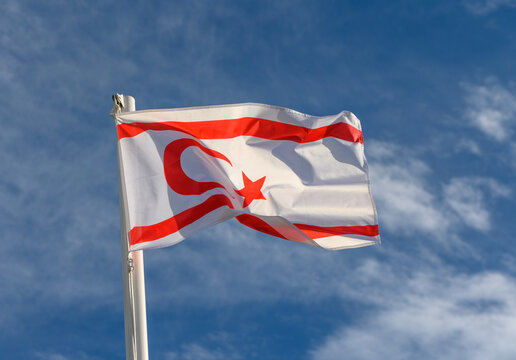 Northern Cyprus flag waving in the wind 7