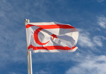 Northern Cyprus flag waving in the wind 6