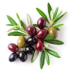 olives and olives on a white background.