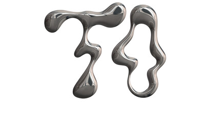 3d liquid chrome letter shape