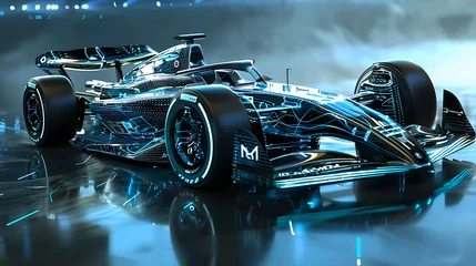 Foto op Canvas The image showcases a highly detailed and futuristic design of a Formula 1 car © DigitaArt.Creative