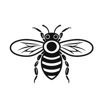 Bee outline black icon. Clipart image isolated on wh