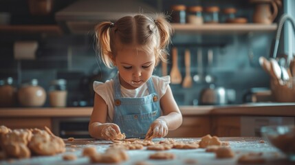 The girl makes dough. Cooking process.
