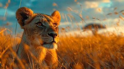 beautiful lion close up