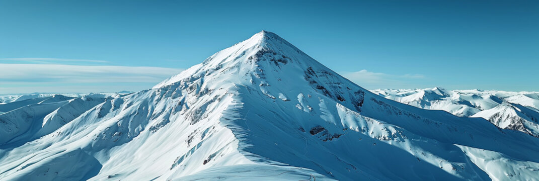 Winter mountain peaks covered with snow and glaciers, creating an atmosphere of greatness and bea