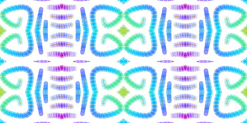 Seamless colourful batik ethnic dayak borneo line art pattern for aesthetic background or garment textile