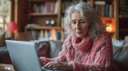Retiree using computer