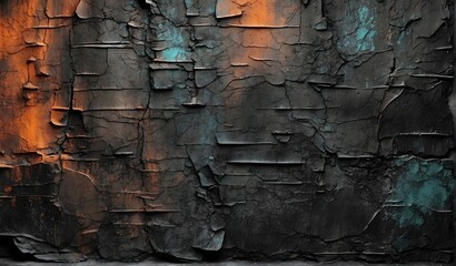 Abstract grunge decorative relief black wall texture, rough colored background, vibrant, hd, 4k, high-quality, highly detailed, photorealistic, RAW. generative AI