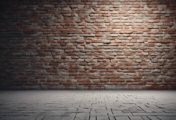 Brick wall and concrete floor interior background 3d render