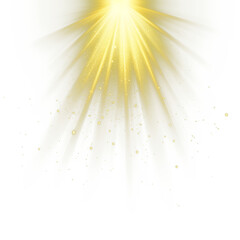 Glowing Starburst Effect with Radiant Sunbeams on Transparent Background
