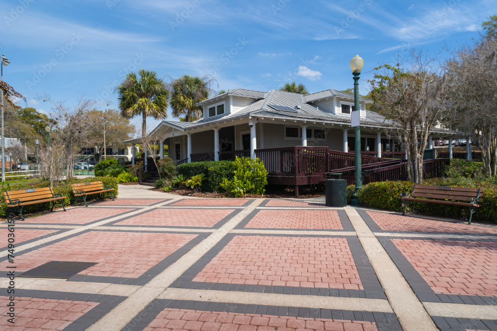 Wall mural community building of donnelly park in mount dora, florida