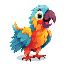 Cartoon colorful parrot with a large beak. Funny bir